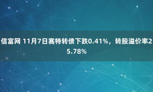 信富网 11月7日赛特转债下跌0.41%，转股溢价率25.78%